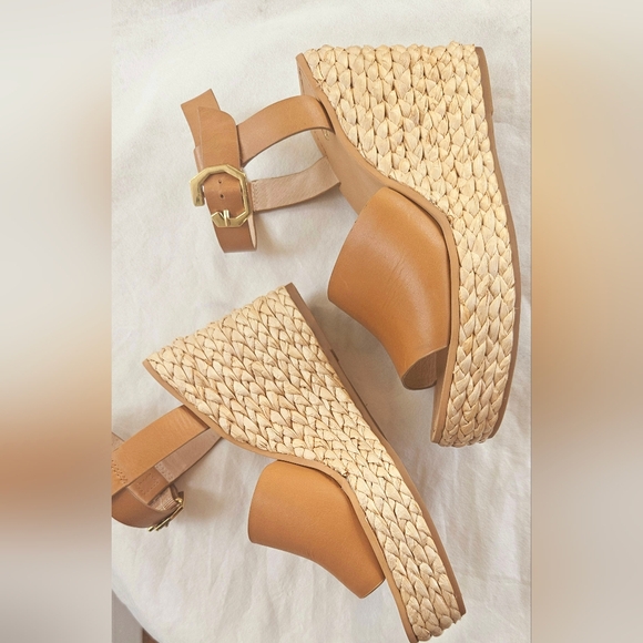 Louise et Cie Paley Leather Braided Straw Wedge Sandals 7.5 - Picture 8 of 12